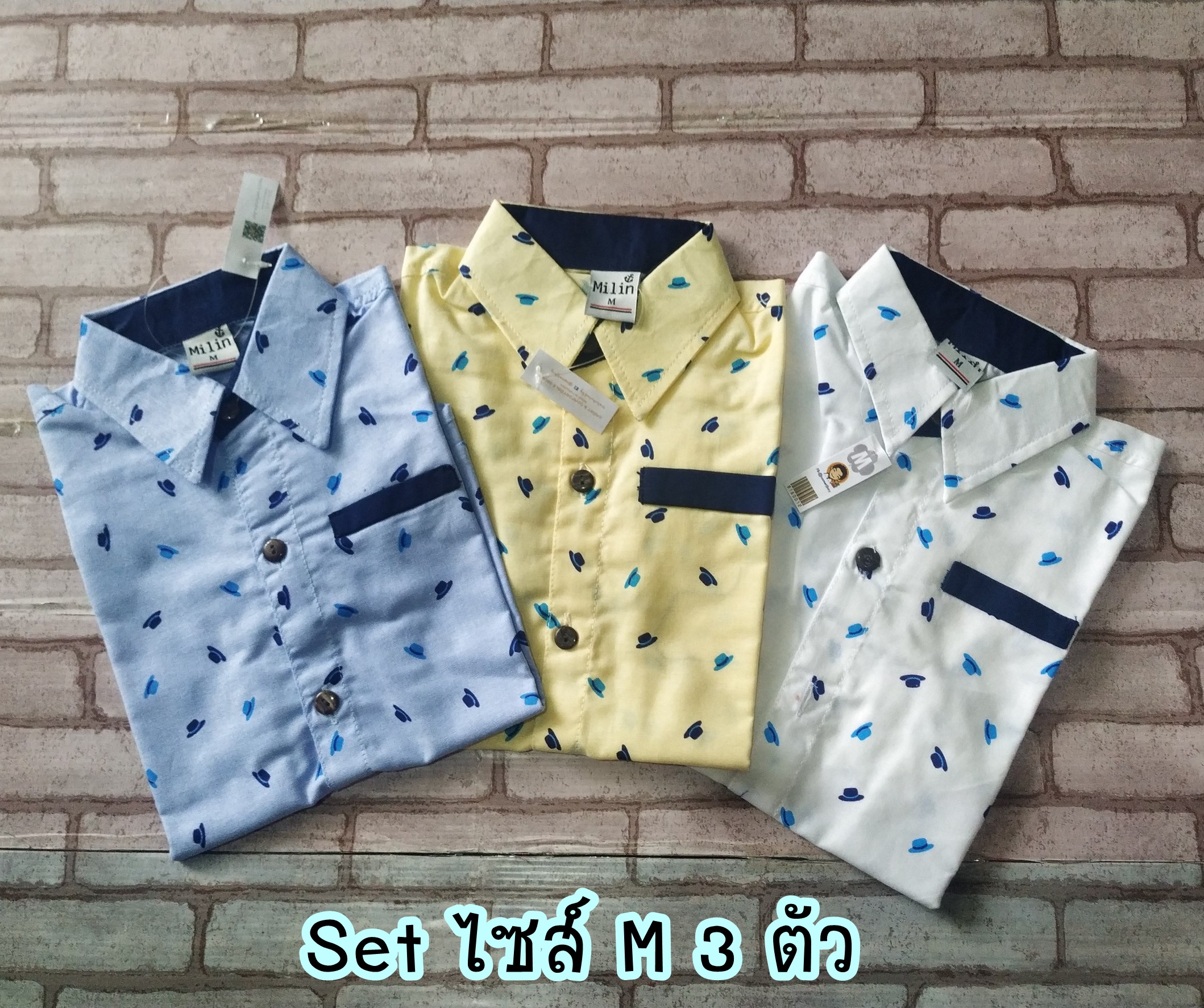 Set เสื้อเชิ้ต แขนสั้น ไซส์ M (2-4ขวบ)