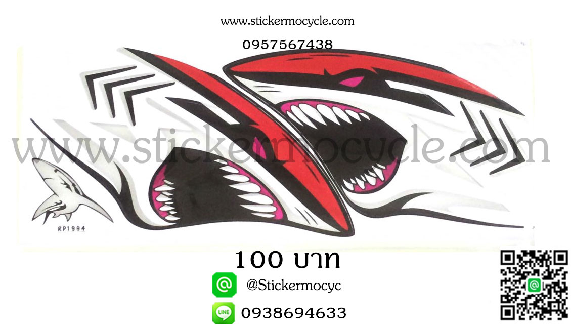 สติ๊กเกอร์ฉลาม แผ่นใหญ่