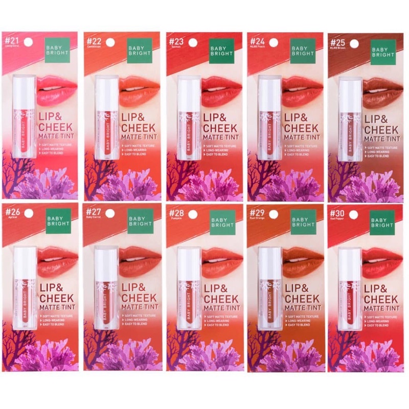 เบบี้ไบร์ท สีใหม่ ลิปแอนด์ชีค แมทท์ทินท์ Baby Bright Lip&Cheek Matte Tint 2.4g ลิปชีค