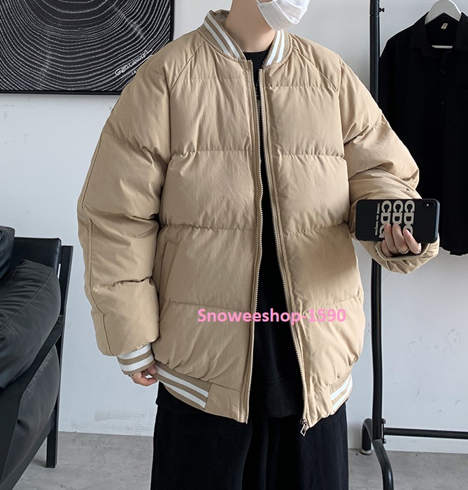 เสื้อกันหนาวผู้ชายสไตล์เกาหลีทรงเบสบอล เสื้อแจ็คเก็ตกันหนาวใส่ติดลบผ้าเคลือบสารสะท้อนหยดน้ำกันหนาว กันลม กันหิมะได้ดี มาพร้อม 3 เฉดสี