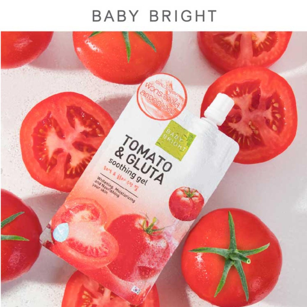 (1ซอง) Baby Bright Snail & Gold / Tomato & Gluta Soothing Gel เบบี้ ไบร์ทซูทติ้งเจล 50 กรัม