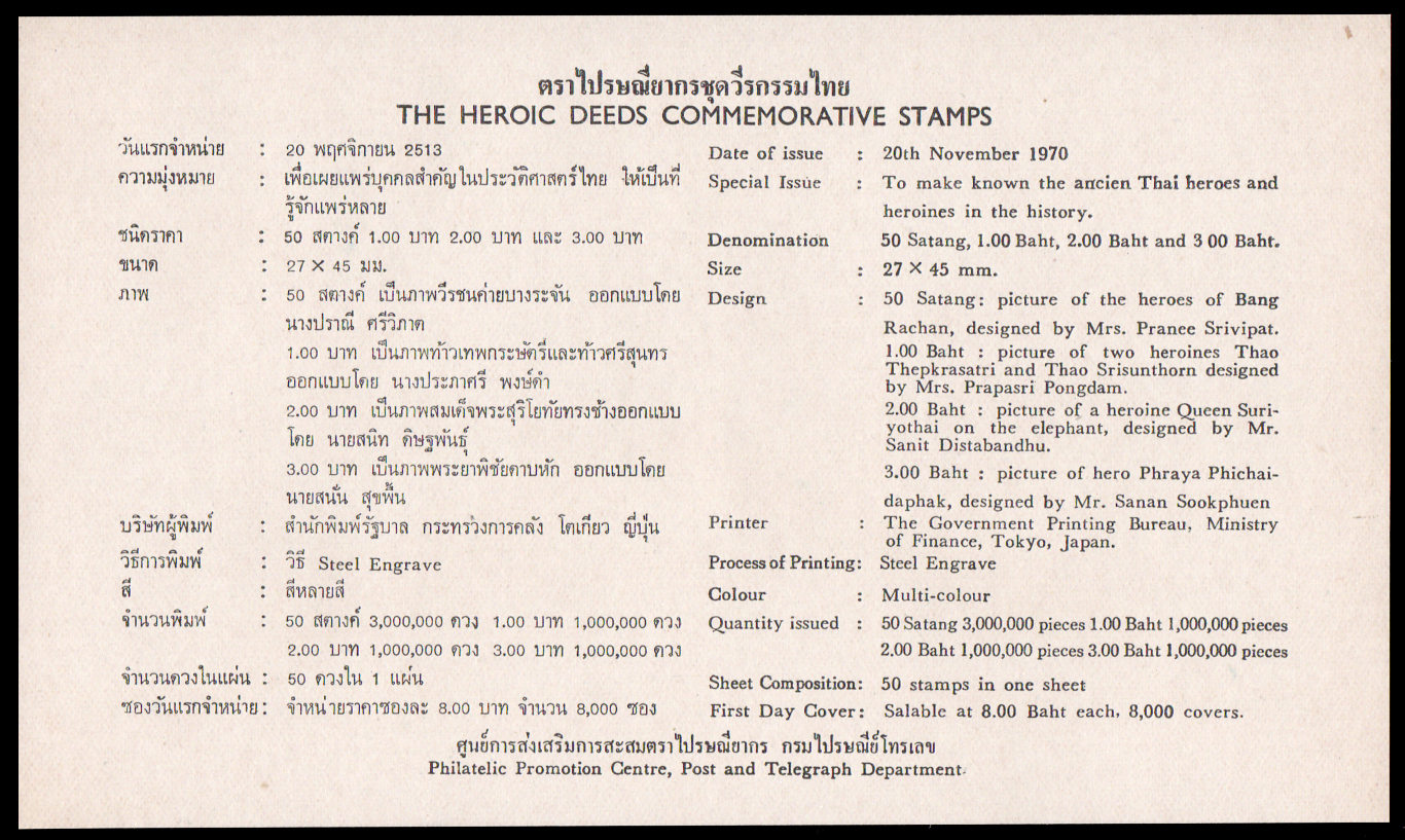 ซองวันแรกจำหน่ายวีรกรรมไทย ปี 2513