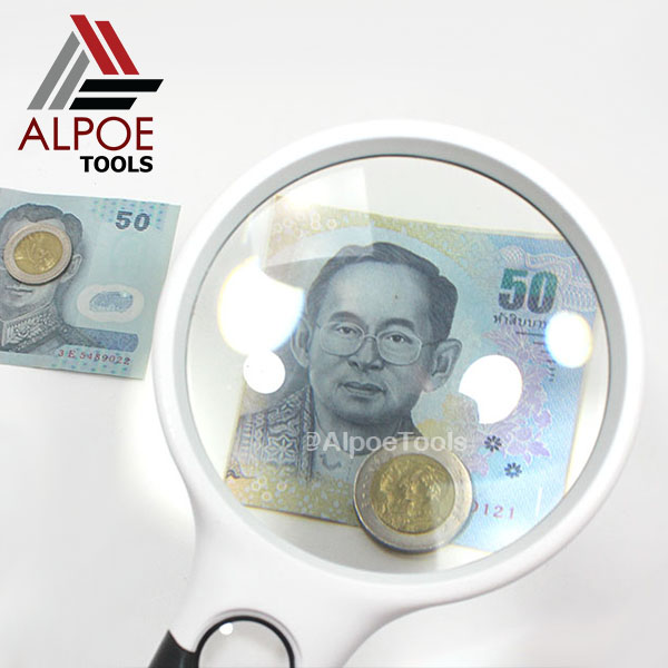 แว่นขยาย แบบด้ามจับ 2 เลนท์ขยาย มีไฟ LED รุ่น No.690XAB