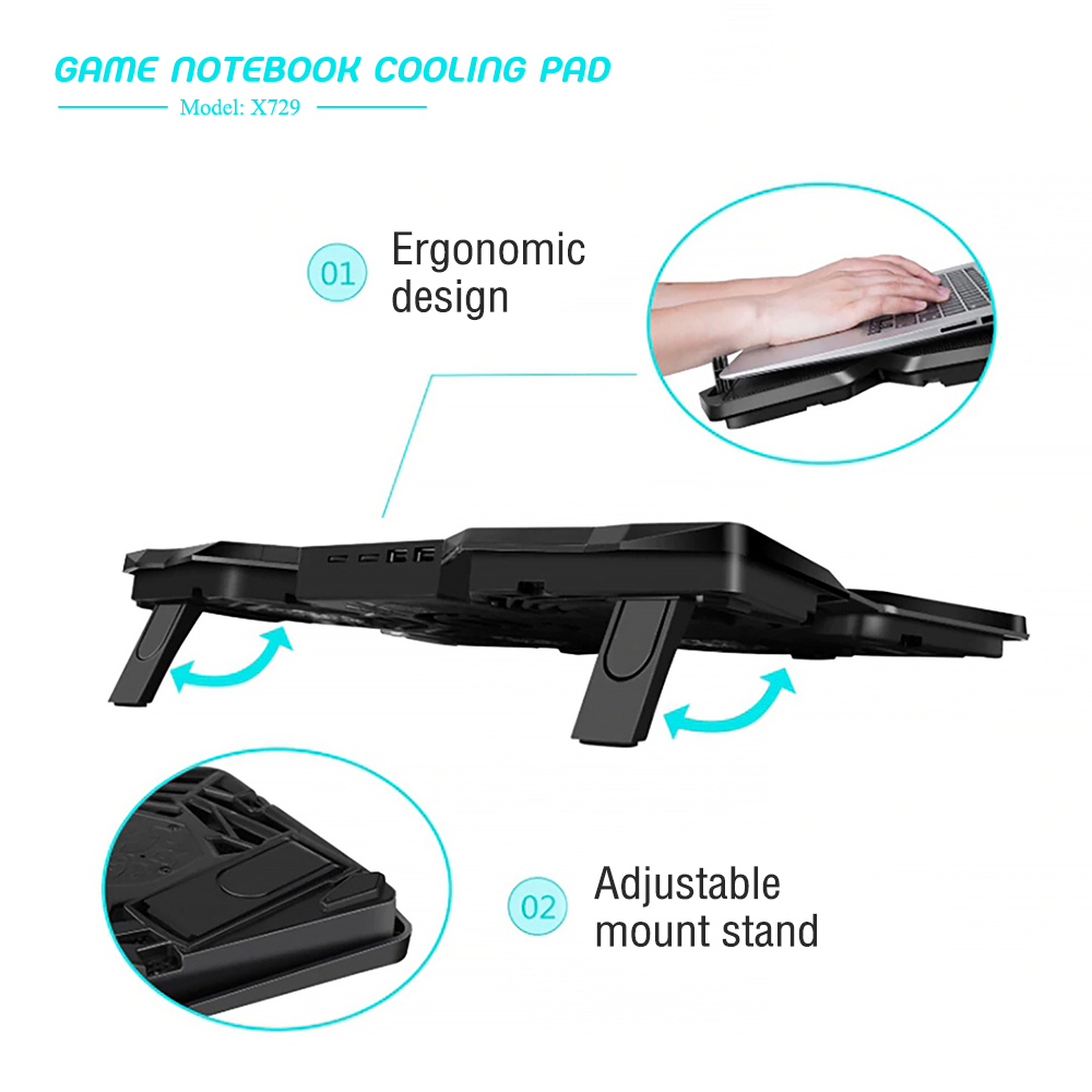 OKER X729 OKER 4 Big GAMING NOTEBOOK COOLING PAD FA-OK-NB-X729B