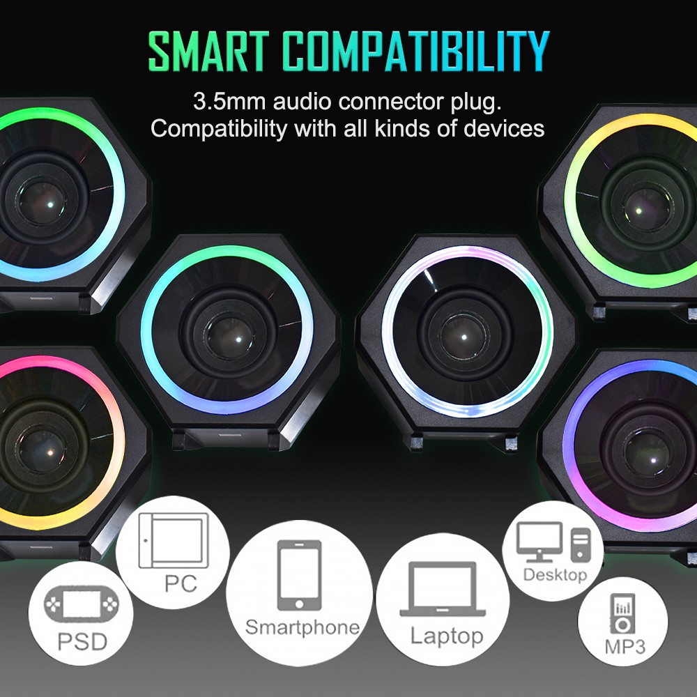 OKER SP-859 MULTIMEDIA SPEAKERS ไฟเรืองแสง 3w. x2 SP-OK-20-859XX