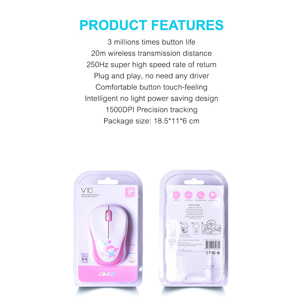V10 OKER FASHION WIRELESS MOUSE MO-OK-WL-V10xx