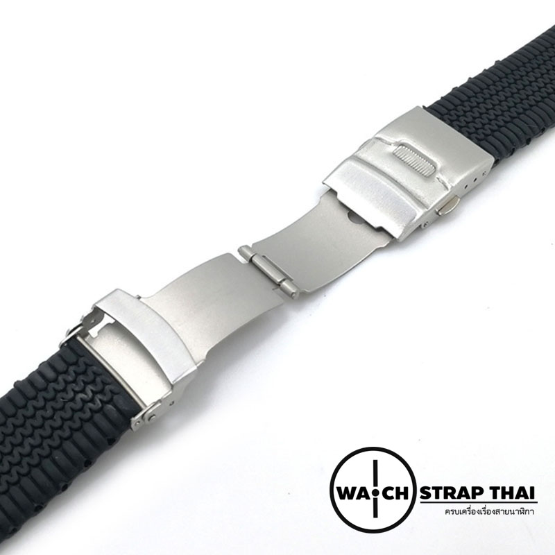 สายนาฬิกายาง บานพับ SET02 Rubber Watch Strap Black มีขนาด 20,22,24 mm