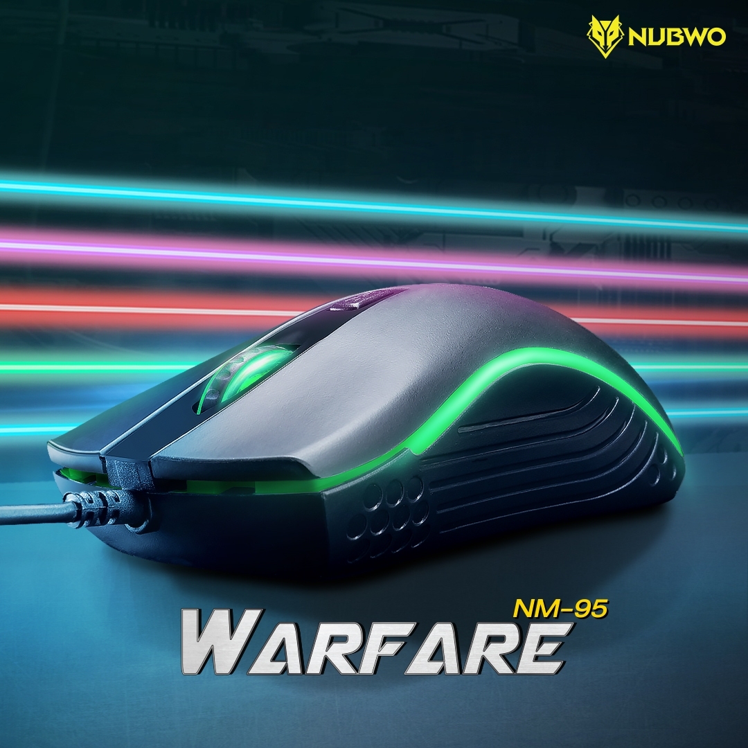 NM95 Nubwo Gaming Mouse เมาส์เกมมิ่ง ปรับ DPI ได้สูงสุด 3600 ไฟ7สี MO-NW-OU-095BK