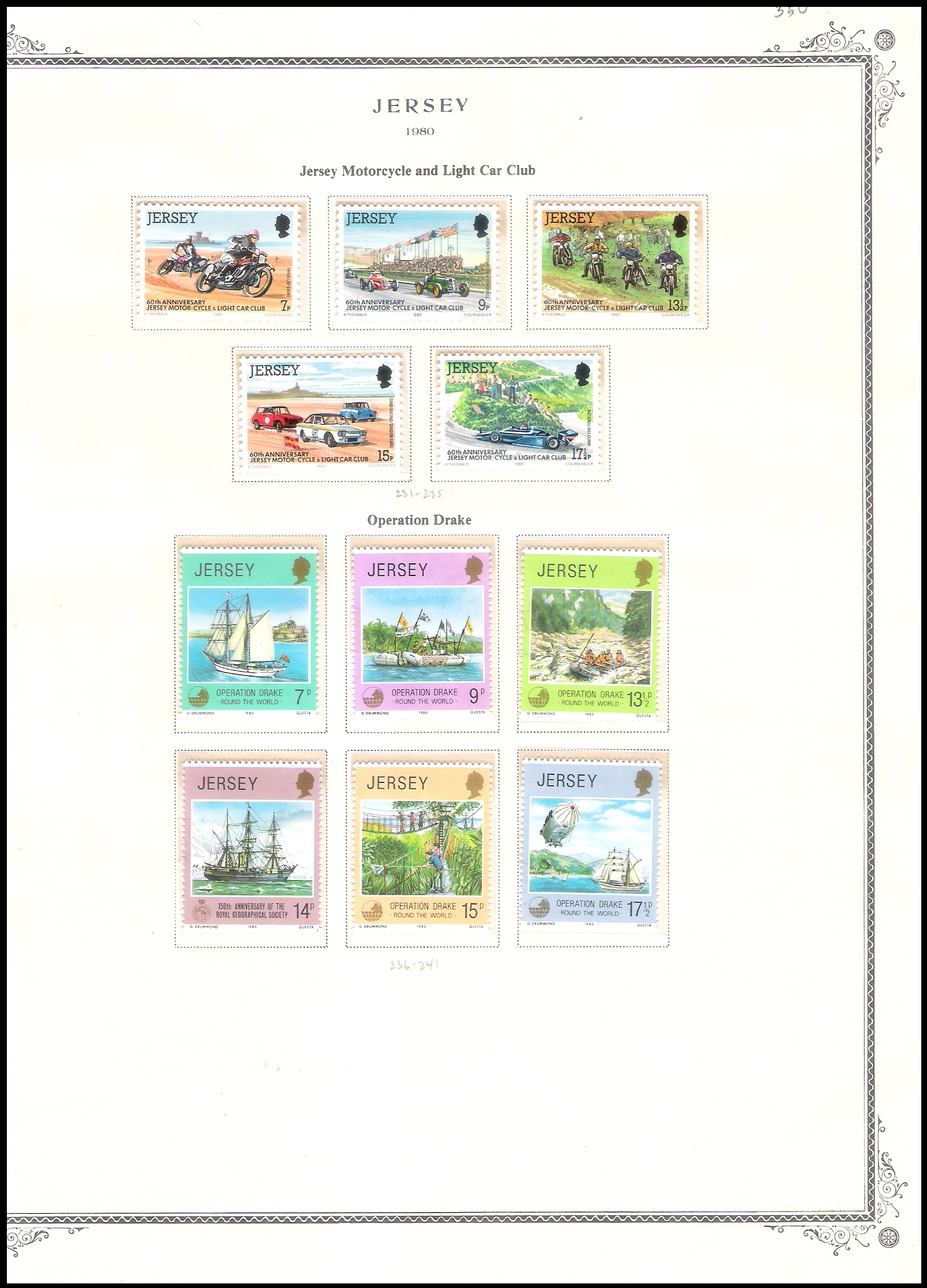 3 SHEETS 1980 GB Jersey
