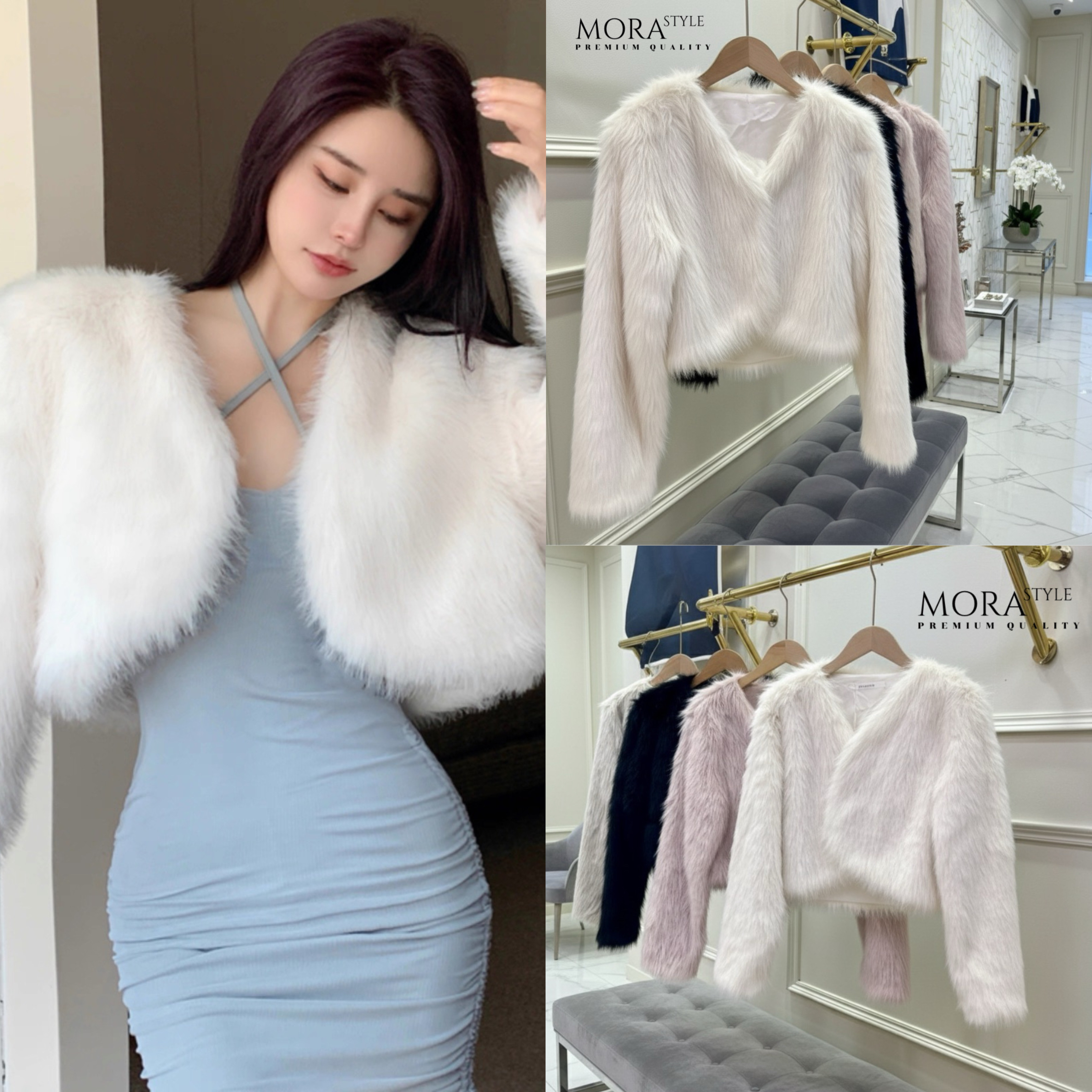 เสื้อคลุมแขนยาวแต่งขนทั้งตัว งานสวยแพง เหมาะกับแฟชั่นหนาวนี้สุดๆ ดีไซน์ออกมาเก๋ งานคือน่ารักมากค่ะ สาวๆต้องมีติดตู้นะคะ