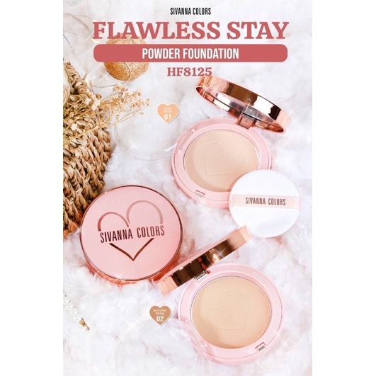 Sivanna Flawless Stay Powder Foundation : HF8125 แป้งพัฟหัวใจ ผสมรองพื้น แป้งพัฟ