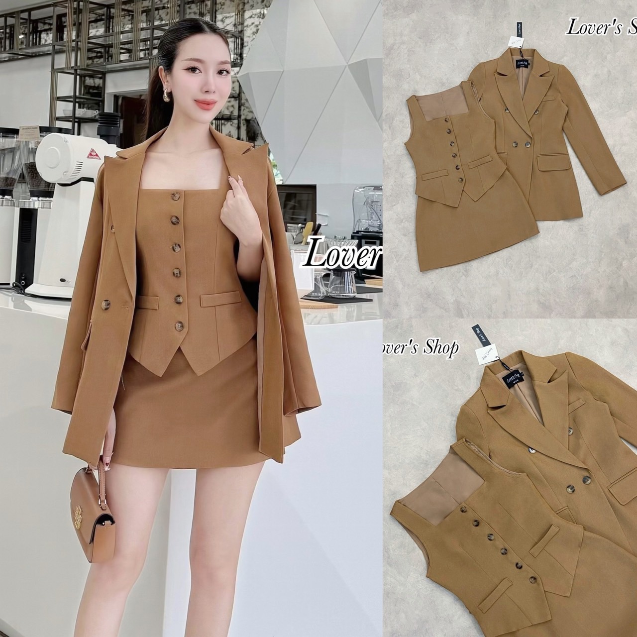 Brand : LV. Detail : Set 3ชิ้น เสื้อสูท+เสื้อกั๊ก+กระโปรง ลุคคเรียบหรูดูผู้ดี มีความเป็นCEOสาวท่านหนึ่ง ดีเทลเสื้อกั๊กทรงกระดุมหนา มาพร้อมเสื้อสูทยาว แม็ทกับกระโปรงเอวสูงซิบหลัง งานมีซับในอย่างดีทั้ง3ชิ้นนะคะ ใช้ผ้าสูทอัดกาว ผ้ามีความหนากำลังดี อยู่ทรงสวย