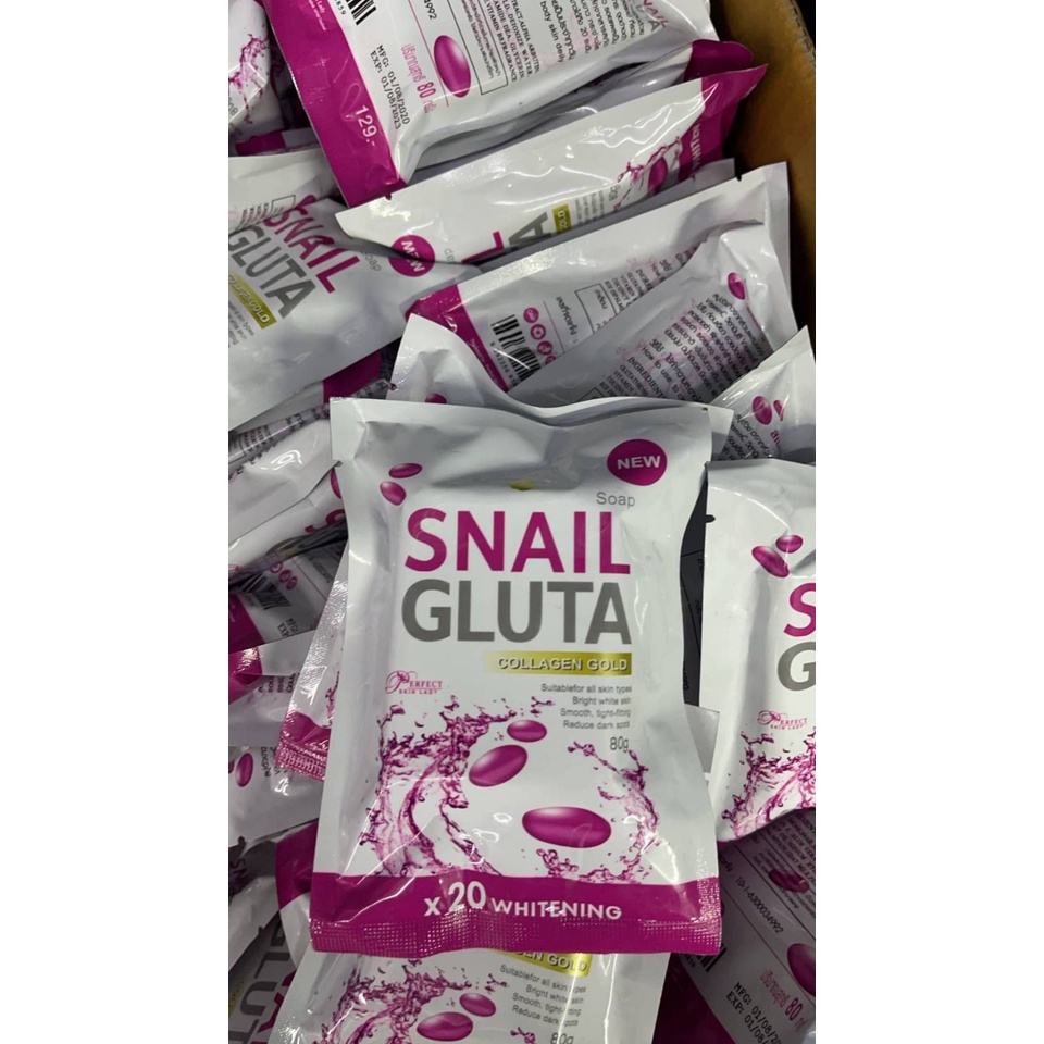 Perfect Skin Lady SNAIL GLUTA COLLAGEN GOLD *20 Whitening Soap 80g. สบู่สเนลไวท์ผิวขาว