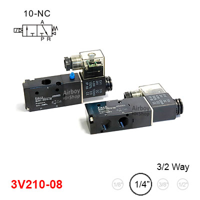 โซลินอยด์วาล์ว รุ่น 3V210-08 (Port 1/4") 3/2 Single Coil