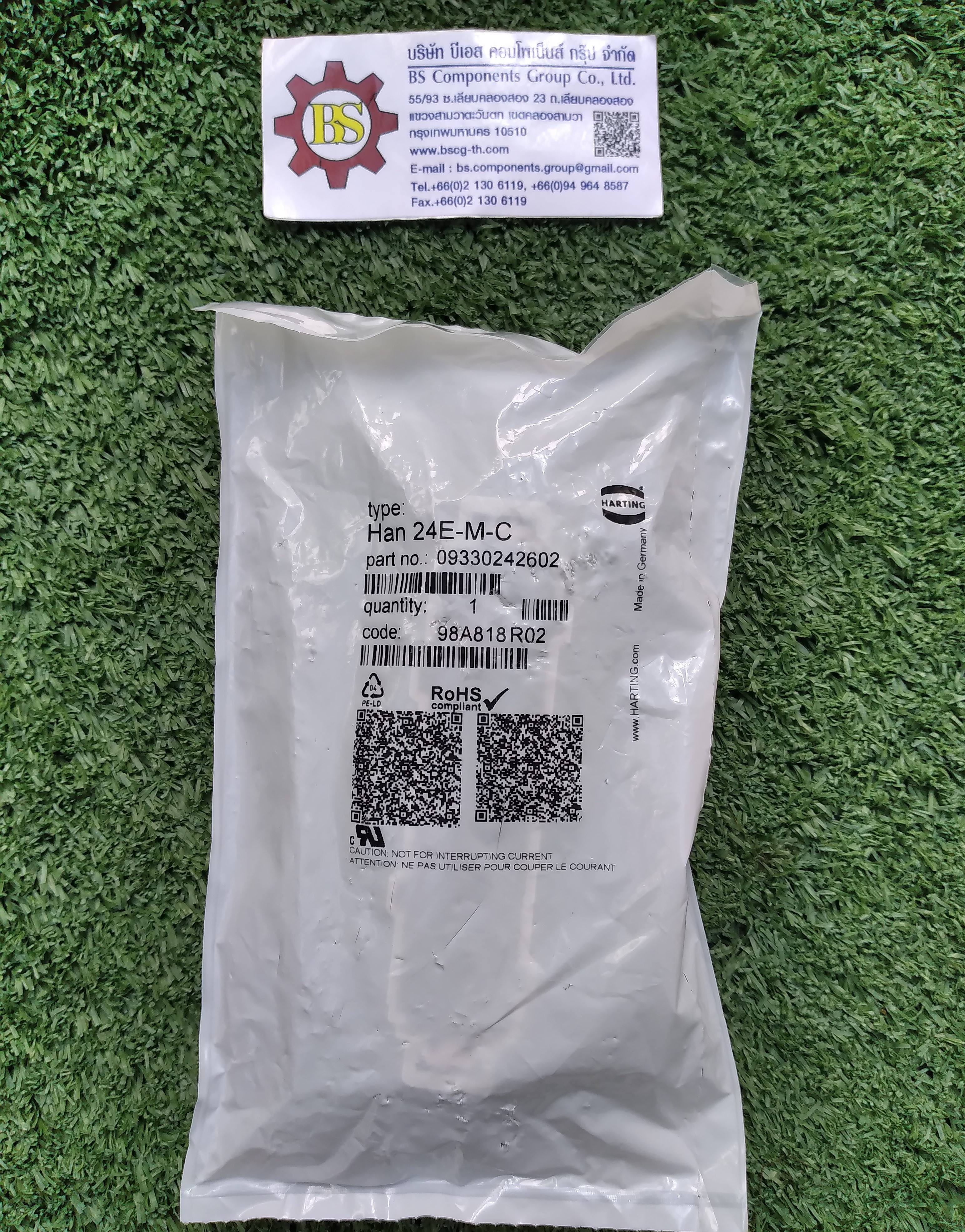 HARTING : Han 24E : MALE INSERT 24P+PE P/N 09 33 024 2602