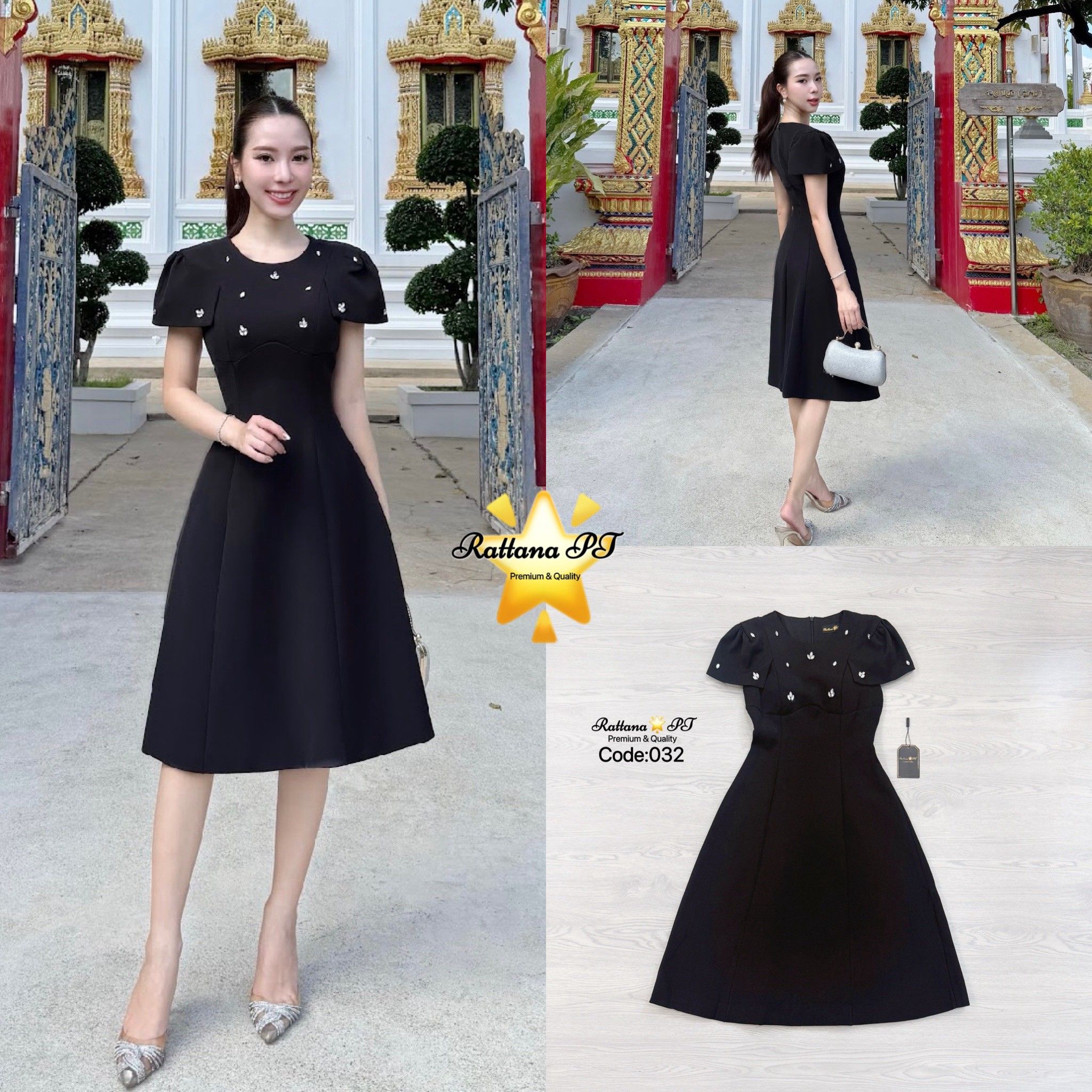 เดรสสีดำ เรียบหรูดูแพง แต่งเพชรที่หน้าอกและแขนเสื้อ ให้ดูสวยเก๋ดูแพง เนื้อผ้าดีมาก หน้าอกมีฟองน้ำ มีซับในทั้งชุด มีซิบด้านหลัง จะใส่ไปงานแต่ง ใส่ไปงาน ใส่ออกงาน รับรองสวยแพง