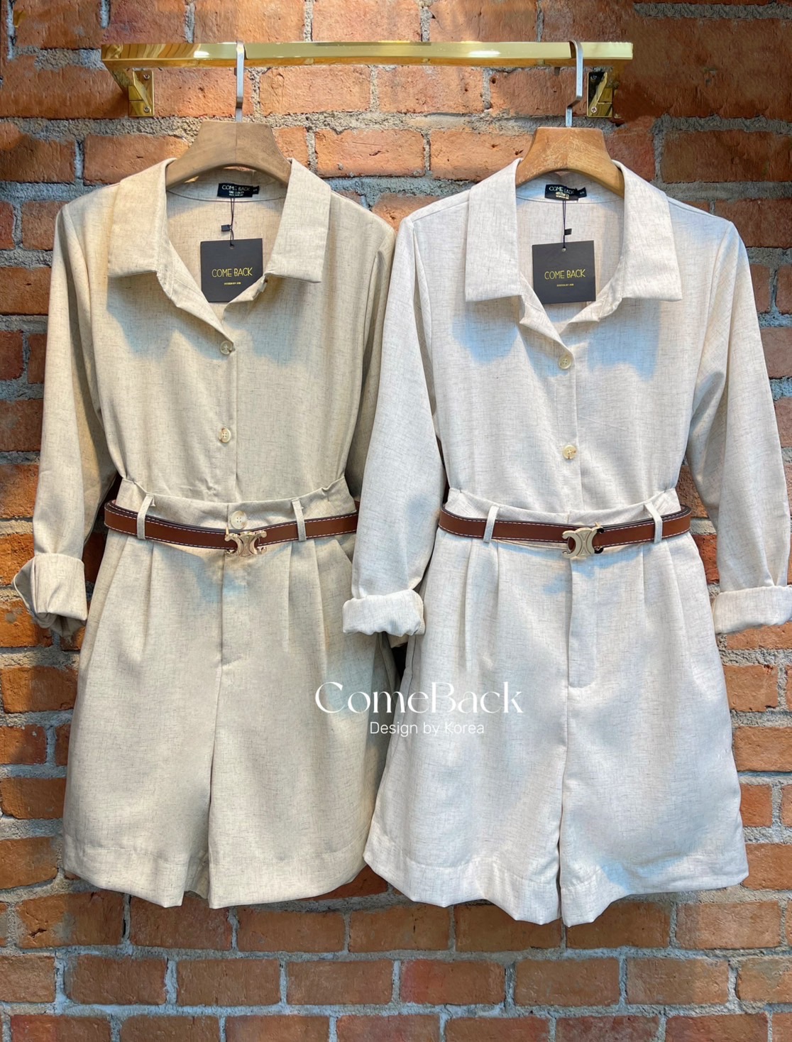 Set เสื้อ เชิ้ตแขนยาว + กางเกง ขาสั้น เอวสูง + เข็มขัด สวยคลาสสิกมากๆ ให้ลุคที่สวยเก๋ทันสมัยสามารถใส่ได้ใน Everyday แนะนำมากๆเลยนะคะ