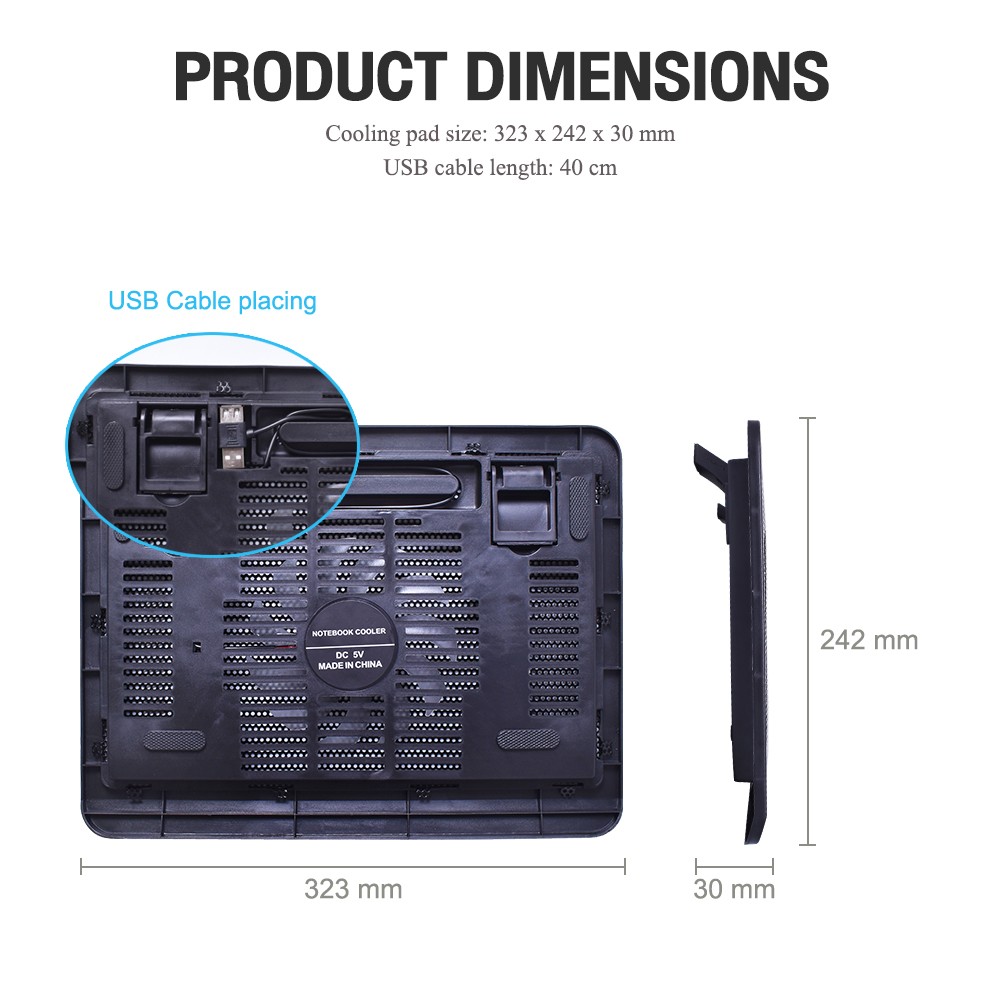 C195 OKER NOTEBOOK COOLING PAD มีไฟ FA-OK-NB-C195B
