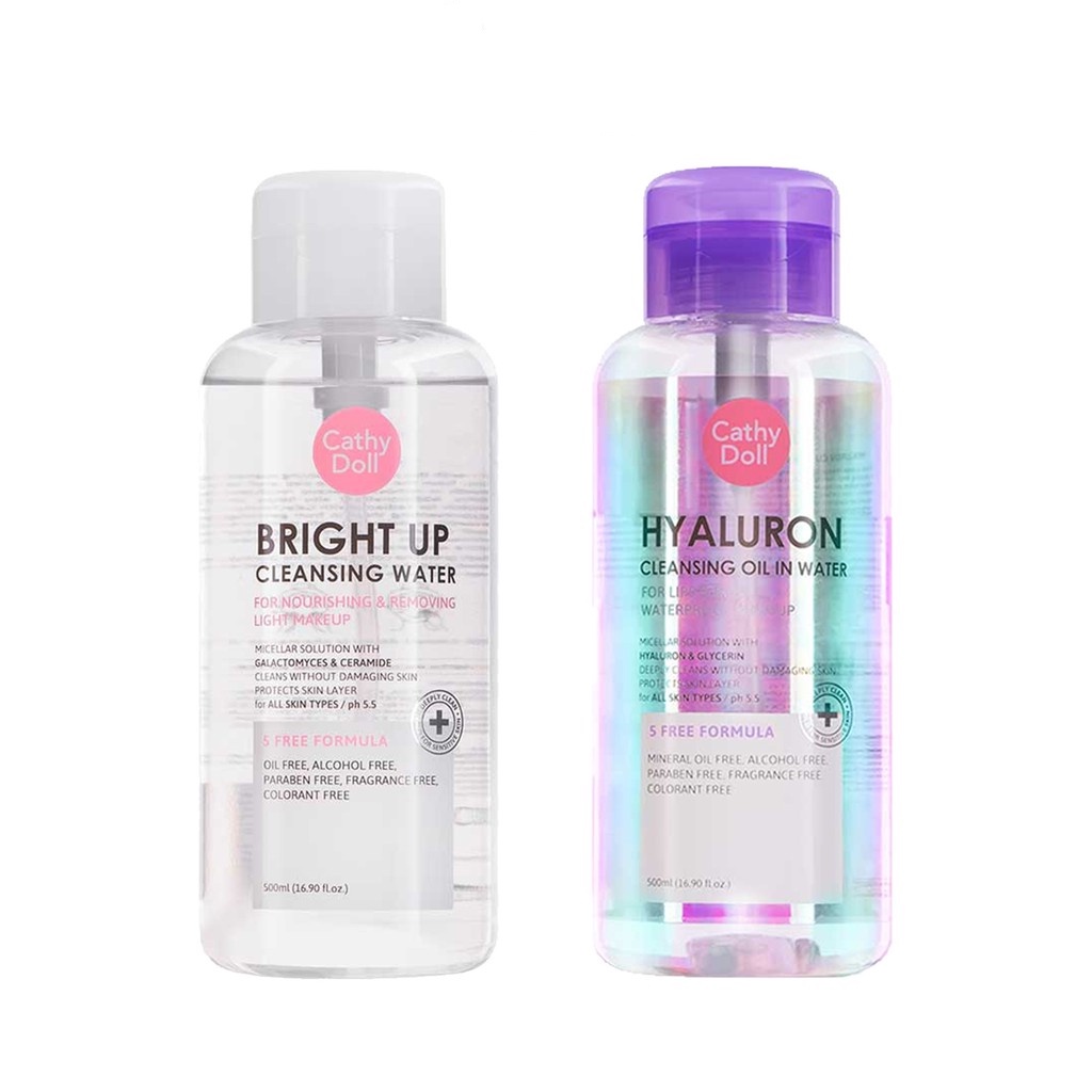 Cathy Doll Hyaluron / Bright Up Cleansing Water เคที่ดอลล์ คลีนซิ่งวอเตอร์ 500ml. ล้างเครื่องสำอาง