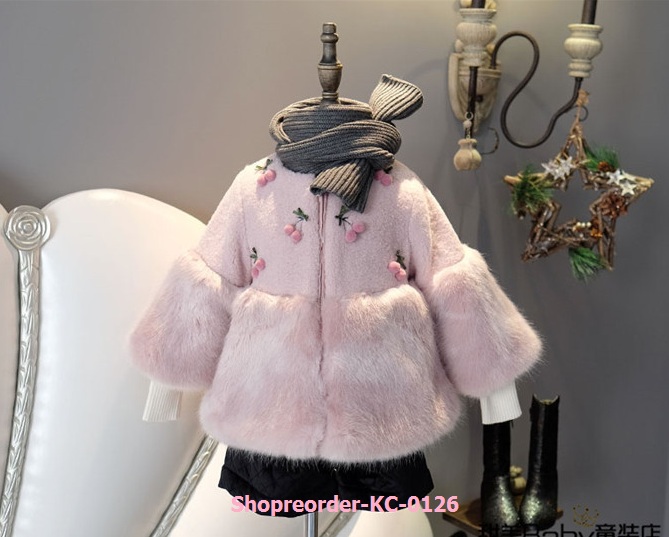 เสื้อโค้ทเด็กขนสัตว์ ทรงเชอร์รี่ หรูหรา
