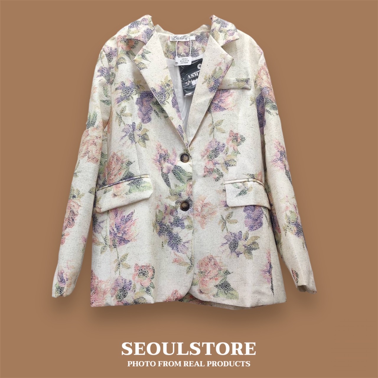 เสื้อสูทตัวยาว ลายดอกไม้ สีสันสดใส งานเกรดพรีเมี่ยม มีซับในอย่างดีค่ะ