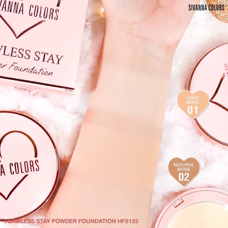 Sivanna Flawless Stay Powder Foundation : HF8125 แป้งพัฟหัวใจ ผสมรองพื้น แป้งพัฟ