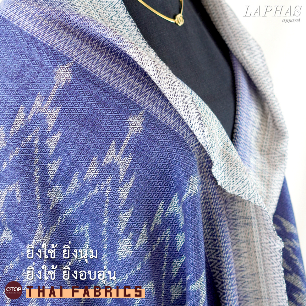 🌳 ผ้าพันคอทอมือ ทอมัดหมี่ ️ (ไม่รวมกล่อง) ผ้ามัดหมี่ทอยกดอก 4 ตะกอ ผ้านุ่ม ของขวัญพรีเมียม LOOM