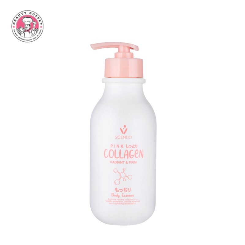 BEAUTY BUFFET SCENTIO PINK COLLAGEN RADIANT & FIRM BODY ESSENCE 350 ml โลชั่นบำรุงผิวกาย