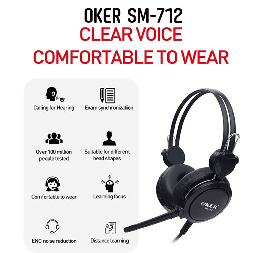 SM-712 OKER HEADPHONE+MIC สีดำ HP-HM-OK-712BK