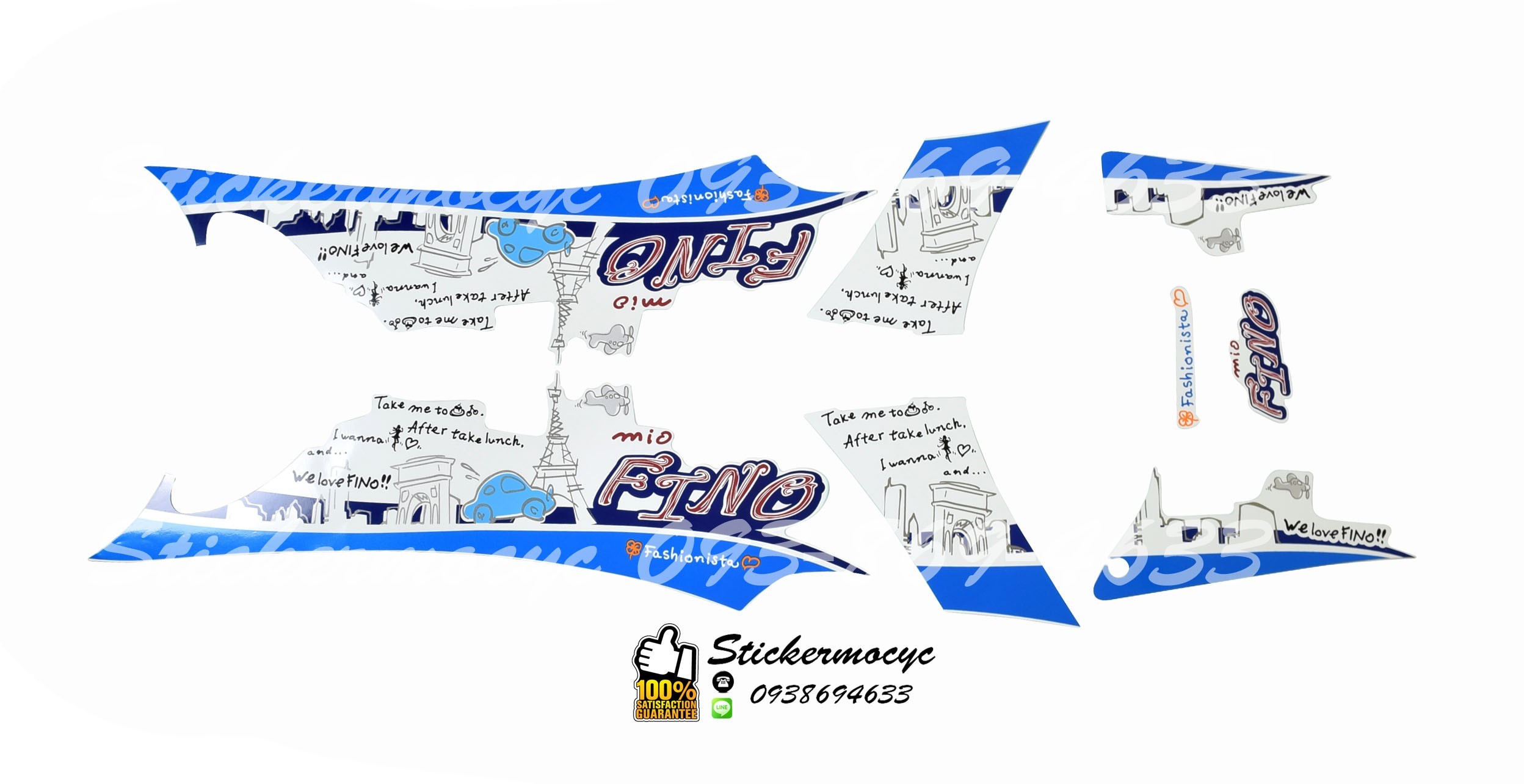 Sticker 3M Yamaha Fino ปี 2012 รุ่น 19 ติดรถสี น้ำเงิน (เคลือบเงา) สติ๊กเกอร์ 3 M แท้ สติ๊กเกอร์ติดมอไซค์ ยามาฮ่า ฟีโน่