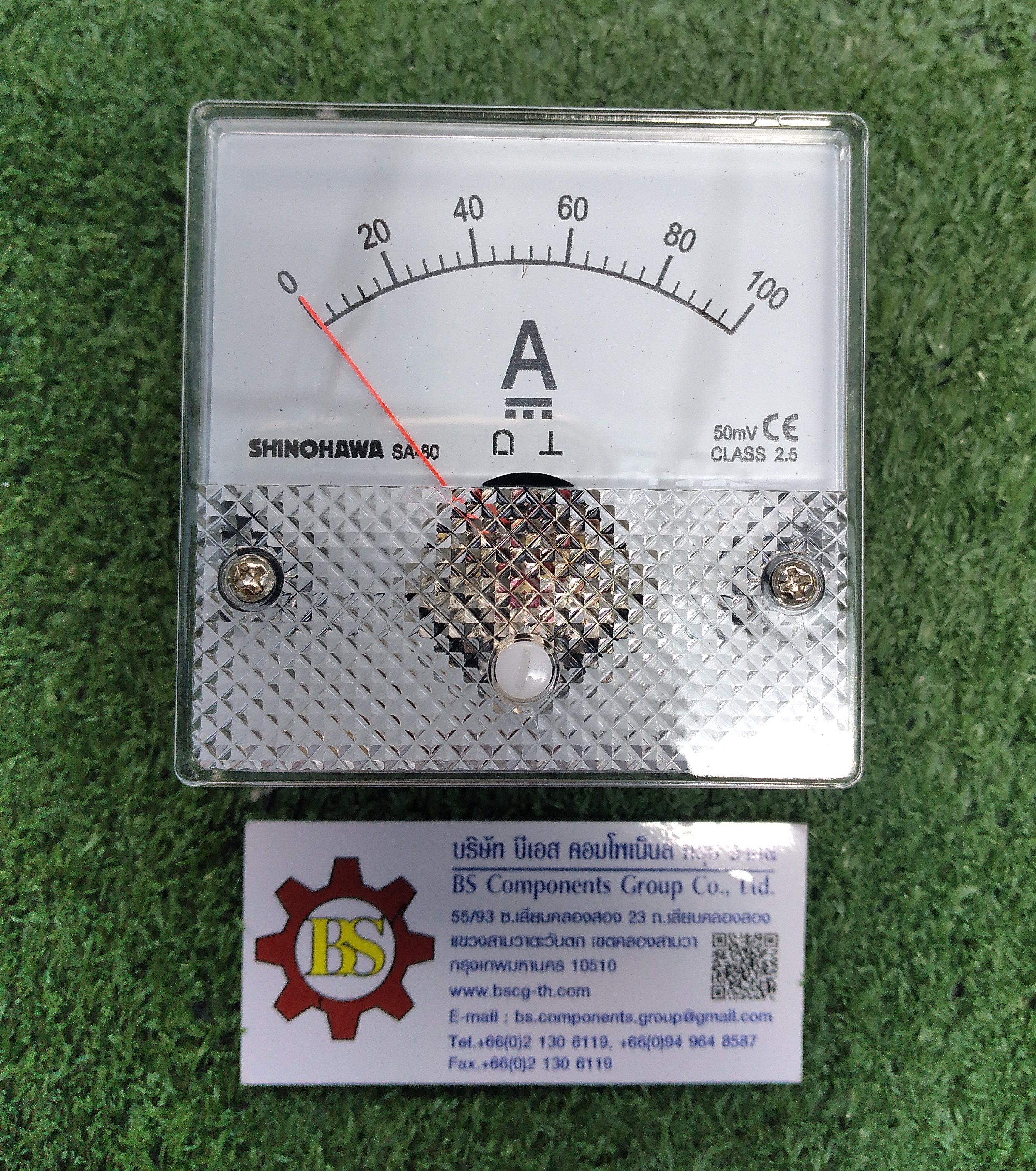 SHINOHAWA : DC Amp meter SA-80 80x80mm. 100A/50mv