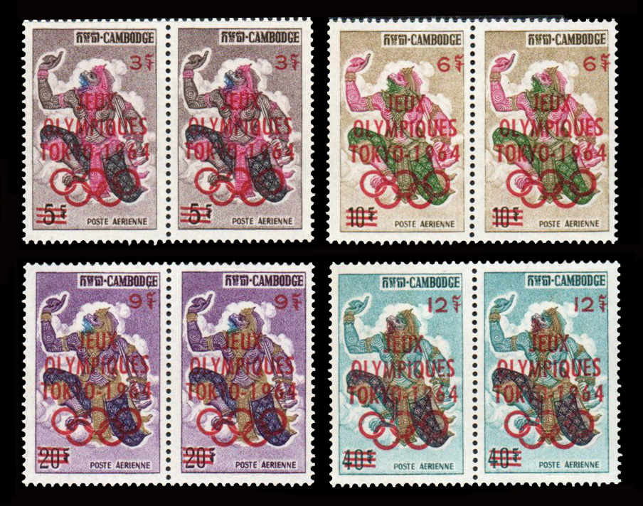 Airmail - Olympic Games - Tokyo, Japan - Overprinted "JEUX OLYMPIQUES TOKYO-1964", Olympic Rings and Surcharged 1964