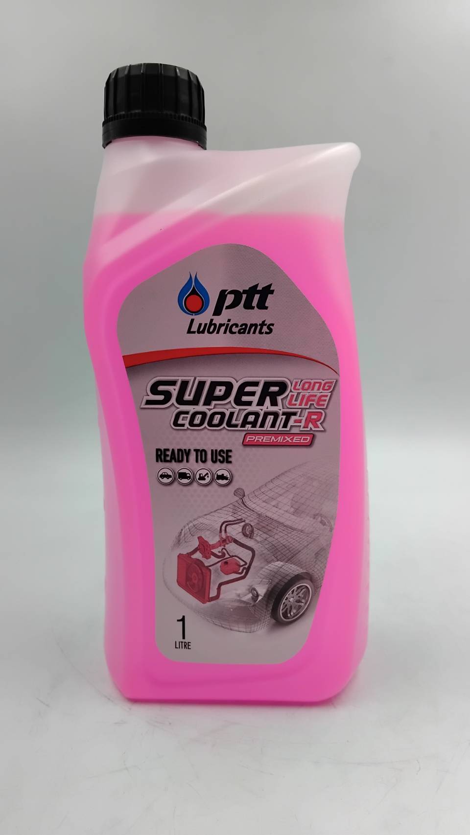 PTT น้ำยารักษาหม้อน้ำ ปตท Super Coolant สีชมพู ขนาด 1 ลิตร สูตรผสมเสร็จ ( ไม่ต้องผสมน้ำเพิ่มแล้ว )ราคา ขวดละ