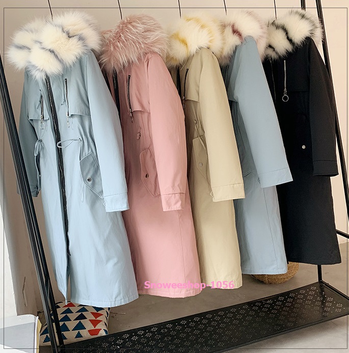 โค้ทกันหนาวตัวยาวบุขนด้านในดีไซส์ใหม่ถอดแยก 2 ชิ้นเป็น 2 ตัว เฟอร์ฮู้ดสีสันสดใสทรงสลิมเข้ารูป