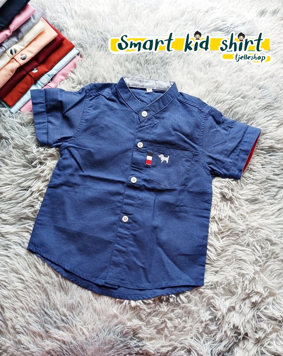 เสื้อเชิ้ตเด็ก แขนสั้น คอจีน สียีนส์ 8เดือน-10ขวบ