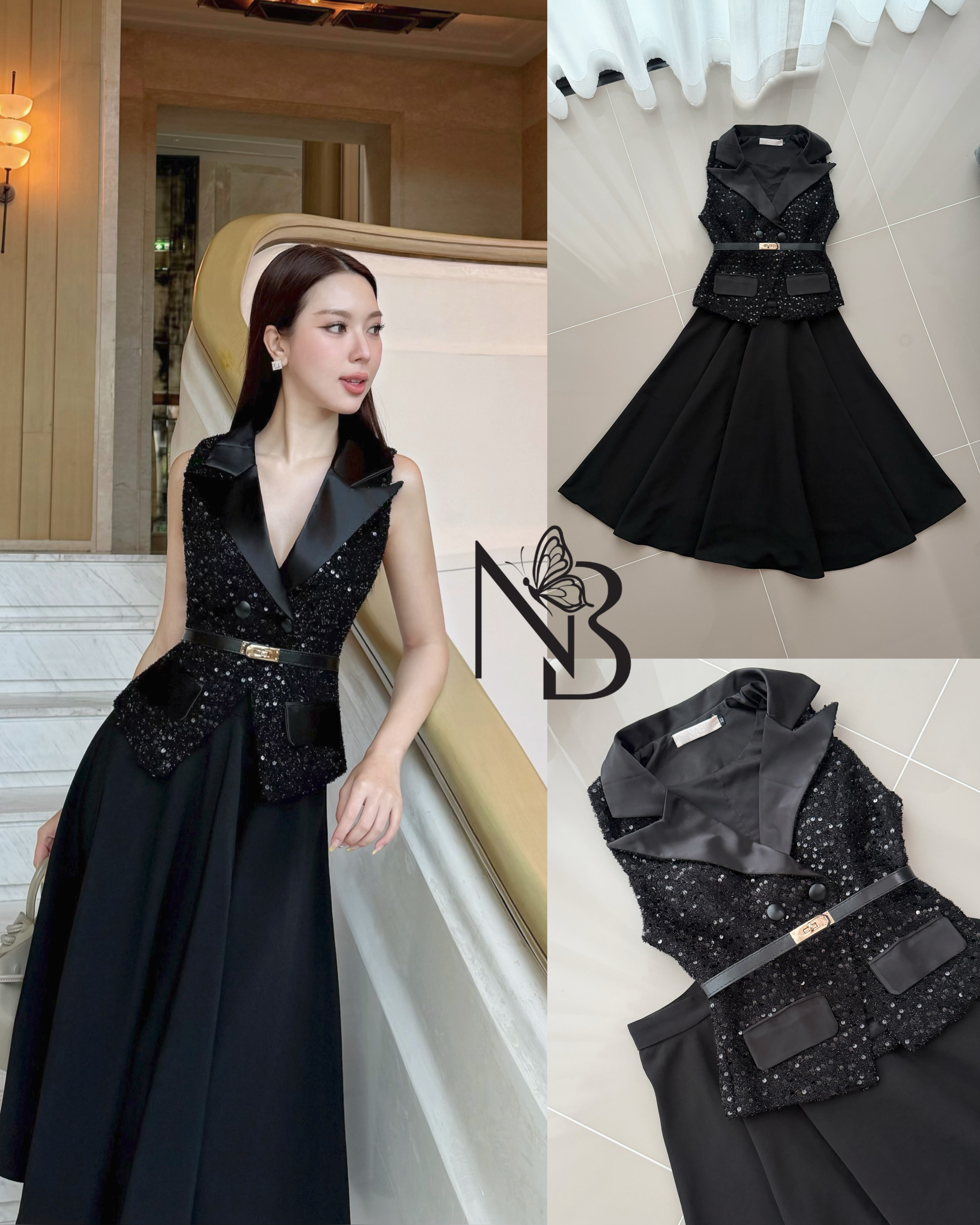 Detail :: Set 3 ชิ้น เสื้อมผ้าทวิส กริตเตอร์แขนกุด แต่งปกเงากระดุมเงา มาพร้อมกระโปรงผ้าสูทพริ้วๆ ซิบหลัง ชุดมีซับในและฟองน้ำอย่างดี เข้าเซทกับเข็มขัดหนัง เสริมลุคสาวๆ ให้ดูมีสง่าราศี ดูดีได้ทุกวัน ใส่ออกงาน ใส่ทำงานได้เลย ผ้าเกรดดี งานว้าวมาก คอนเฟิร์ม ใค