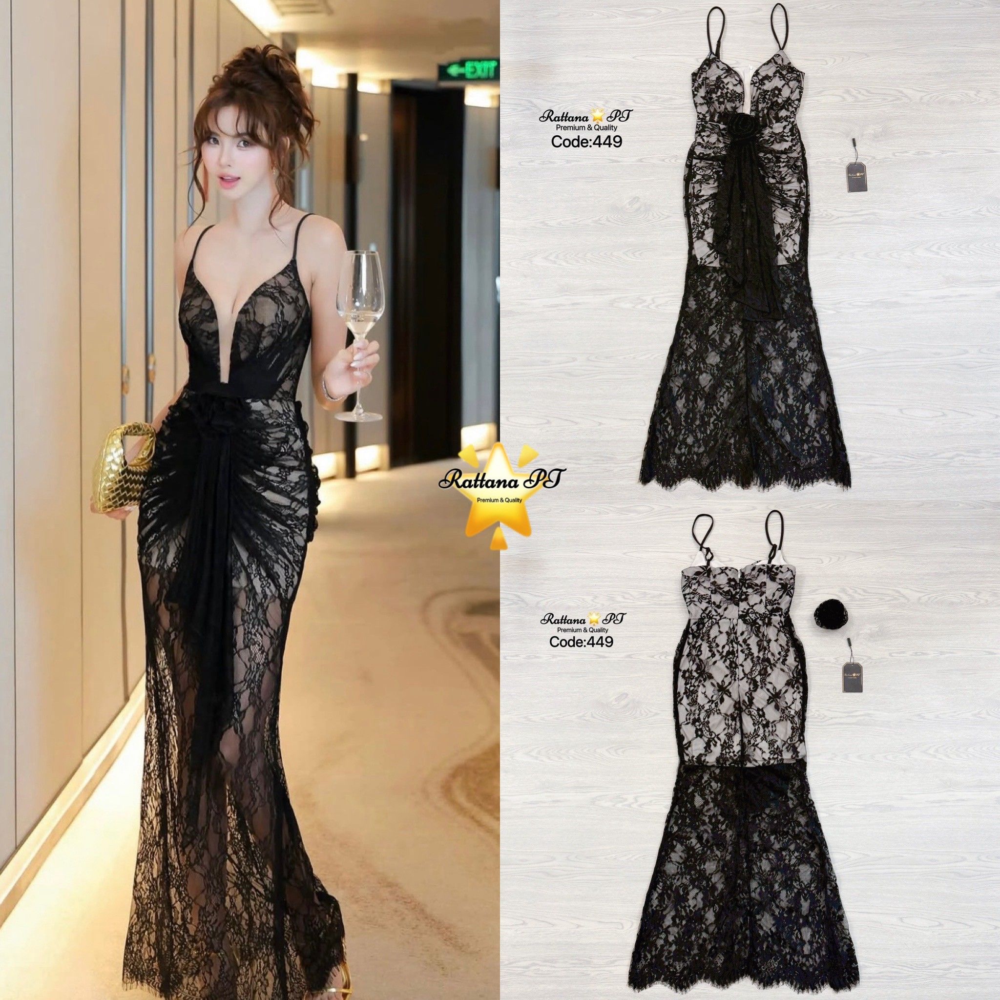 :เดรสยาวลูกไม้ ทรงสวยมาก ดีเทลชุดแต่งดอกไม้ ดอกไม้สามารถถอดออกได้ มีความหรูหรา ดูแพง ใส่ดินเนอร์ ออกงาน ออร่าพุ่ง สวยเด่นกว่าใคร ใส่ดูสูงเพียว มีซับในหน้าอกมีฟองน้ำ สายสามารถไปปรับได้ มีซิบด้านหลัง ช้าไม่ได้แล้วคร้า ของสวยๆหมดไวจัดด่วนๆ