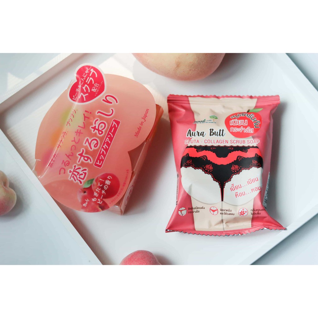 สบู่สครับก้น นามิ ออร่า บัทท์ กลูต้า-คอลลาเจน สครับ โซป 60 g Nami Aura Butt Gluta Collagen Scrub Soap 60 กรัม