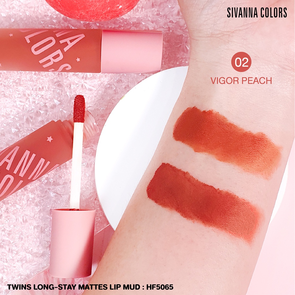 Sivanna Colors Twins Long-Stay Mattes Lip Mud HF5065 ซีเวียน่า เซตลิปแมทส์ 2 แท่ง/เซต