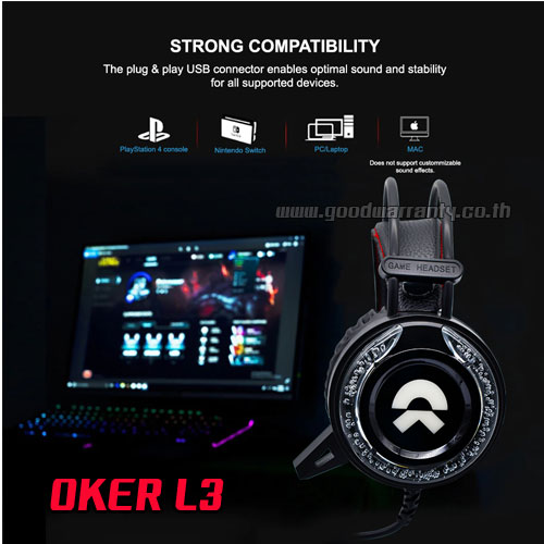 OKER L3 LAVA SONIC OKER HEADPHONE+MIC หูฟัง (ไฟเปลี่ยนสีได้) L3 HP-HM-OK-L3LAV