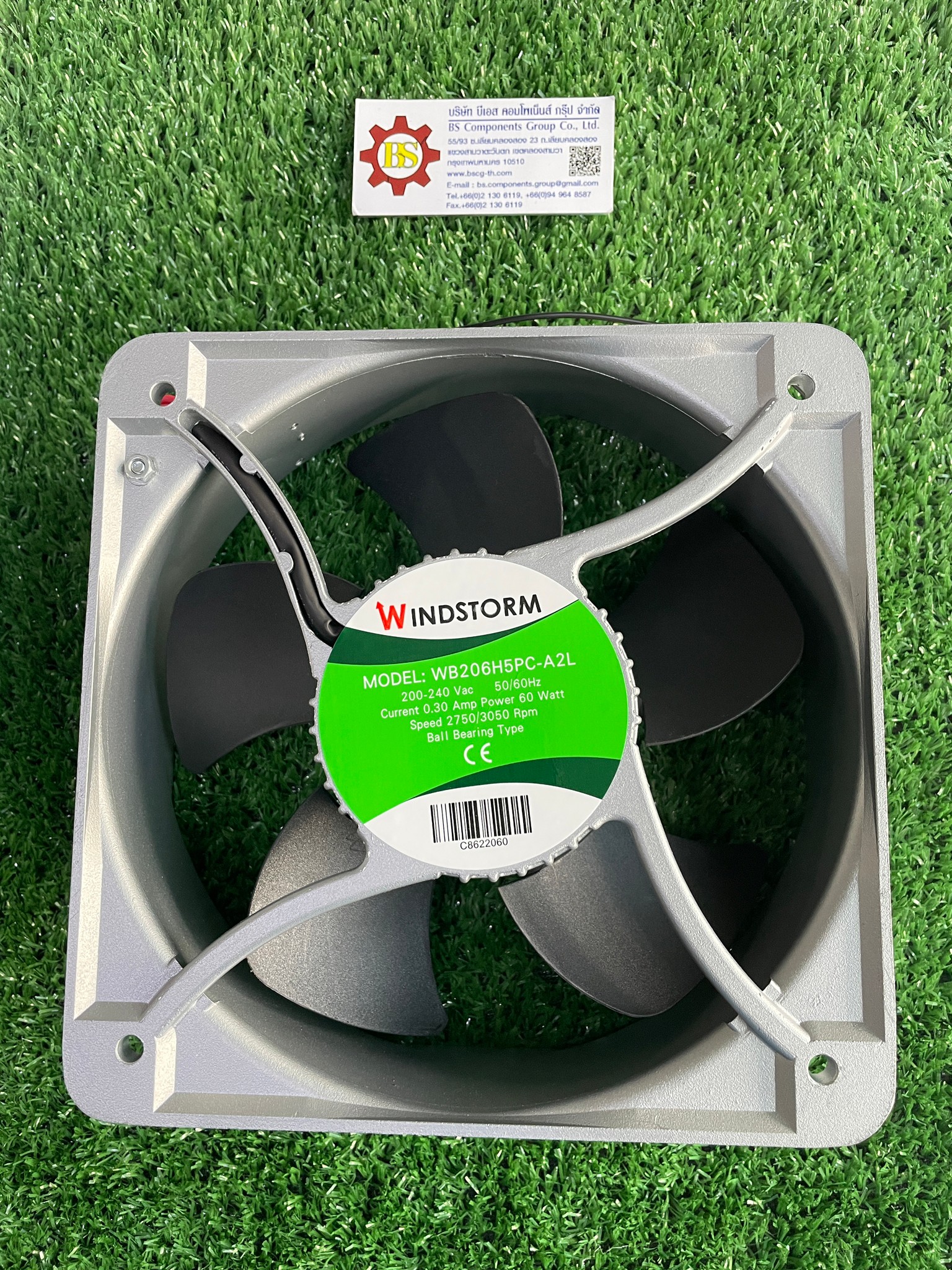 WINDSTORM : พัดลม WB206H5PC-A2LG 8" 200-240Vac (202x202)