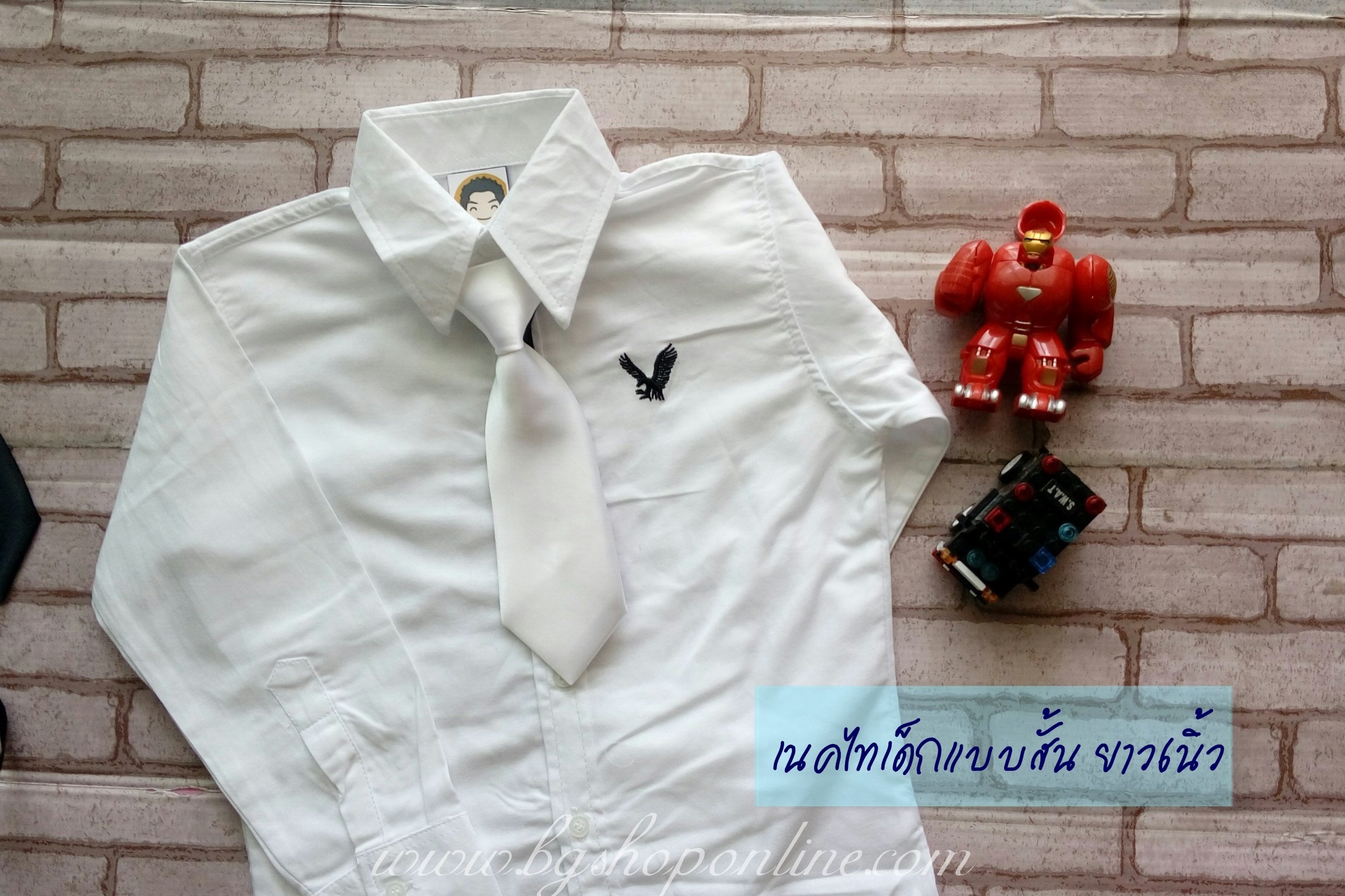 เนคไท AA สีขาว แบบสั้น ความยาว 6" ขาว 6 นิ้ว