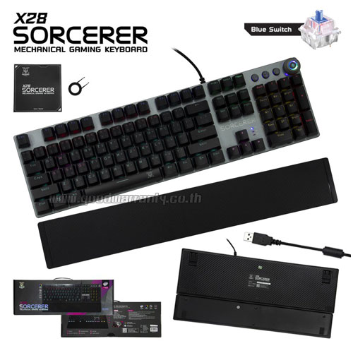 NUBWO Mechanical Blue Switch Gaming Keyboard Rainbow Lighting [Gray] X-28 SORCERER KB-UB-NW-X28RB