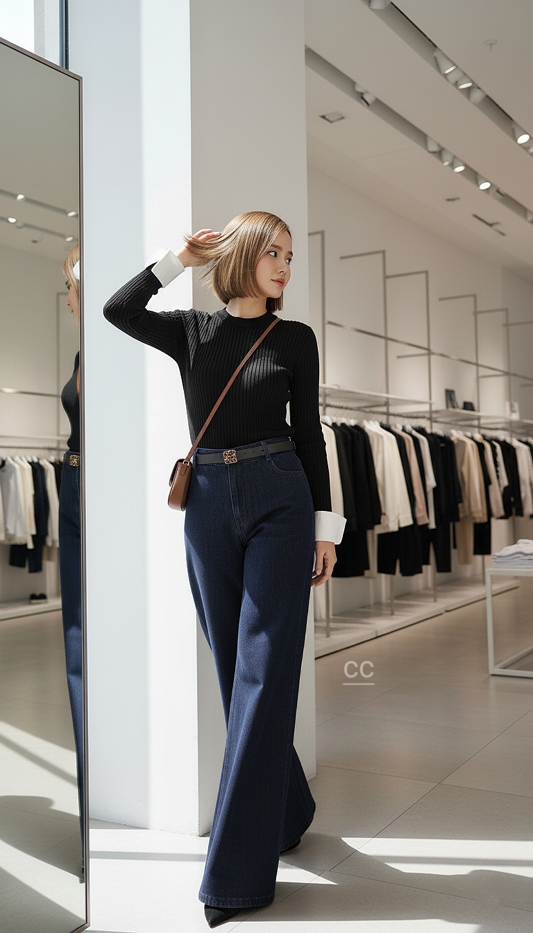 Premium korea🇰🇷100% กางเกงผ้ายีนส์ยืดรุ่นล่าสุด รุ่นนี้ผ้ายืนหยุ่นใส่สบายมากๆ ดีเทลงานปัก ทรงสวย แพทเทิลขากระบอกใหญ่ใส่แล้วสวยพลางหุ่นสุดๆ มาพร้อมเข็มขัดเข้ากัน บอกเลยใส่สวยมากๆคร่าาาาา