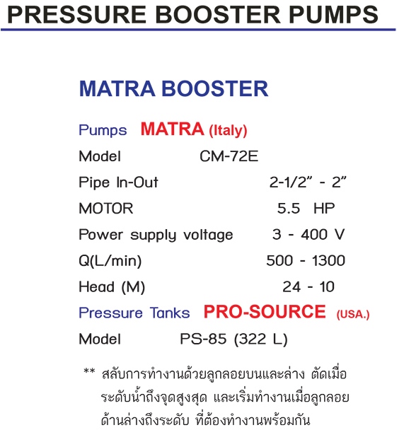 MATRA ปั๊มน้ำระบบบุ๊ชเตอร์ รุ่น CM-72E