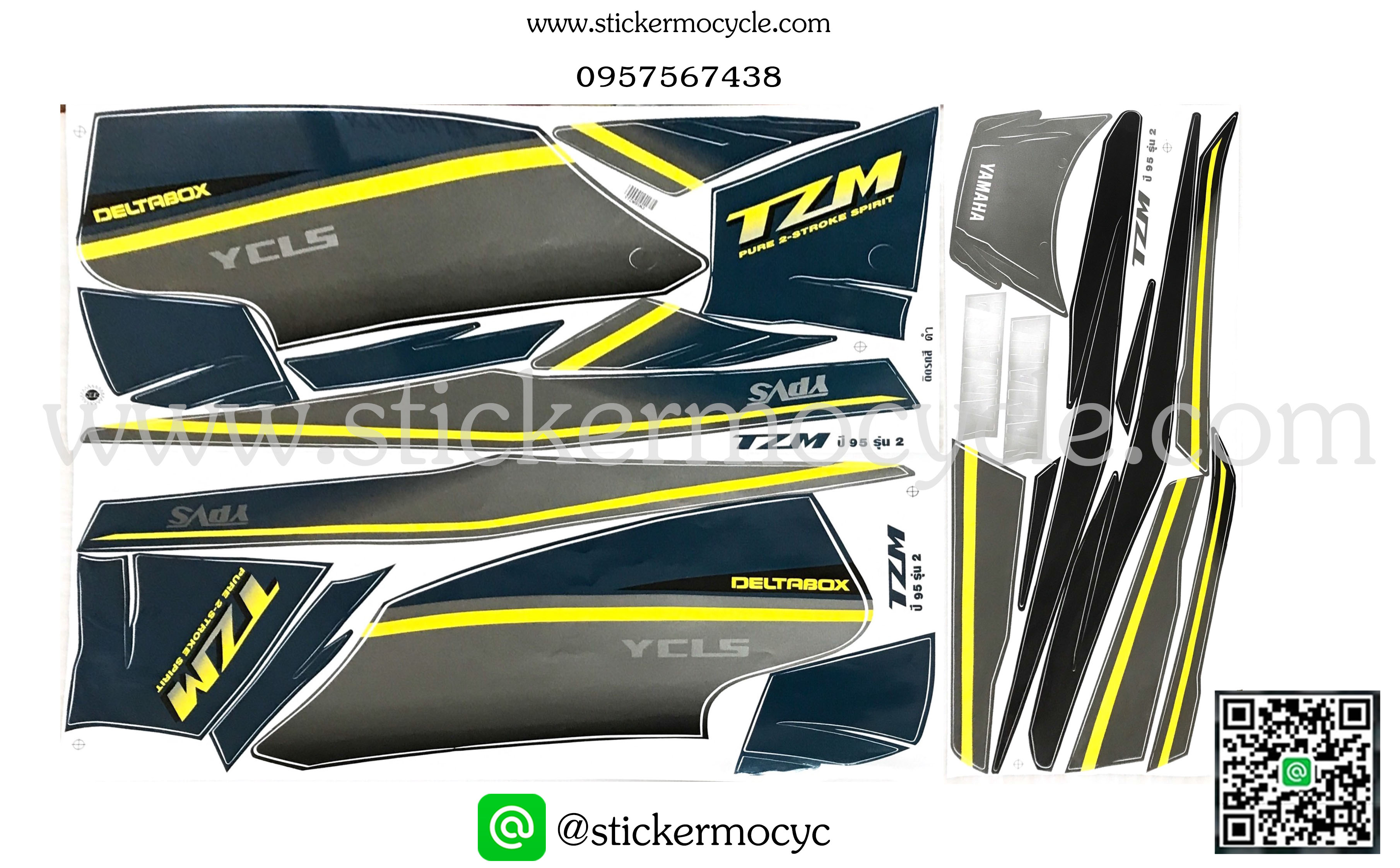 Sticker YAMAHA TZM รุ่น 2 ปึ 1995 ติดรถสี ดำ (เคลือบเงา) สติ๊กเกอร์ติดรถ ยามาฮ่า ทีซีเอ็ม