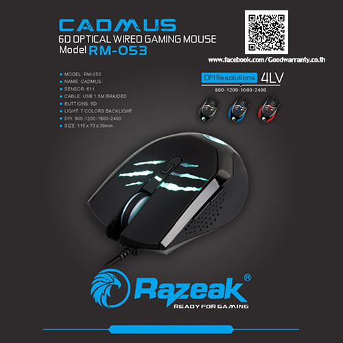 RAZEAK RM-053 6D RAZEAK MOUSE GAMING RM-035 MO-RZ-OU-053BL