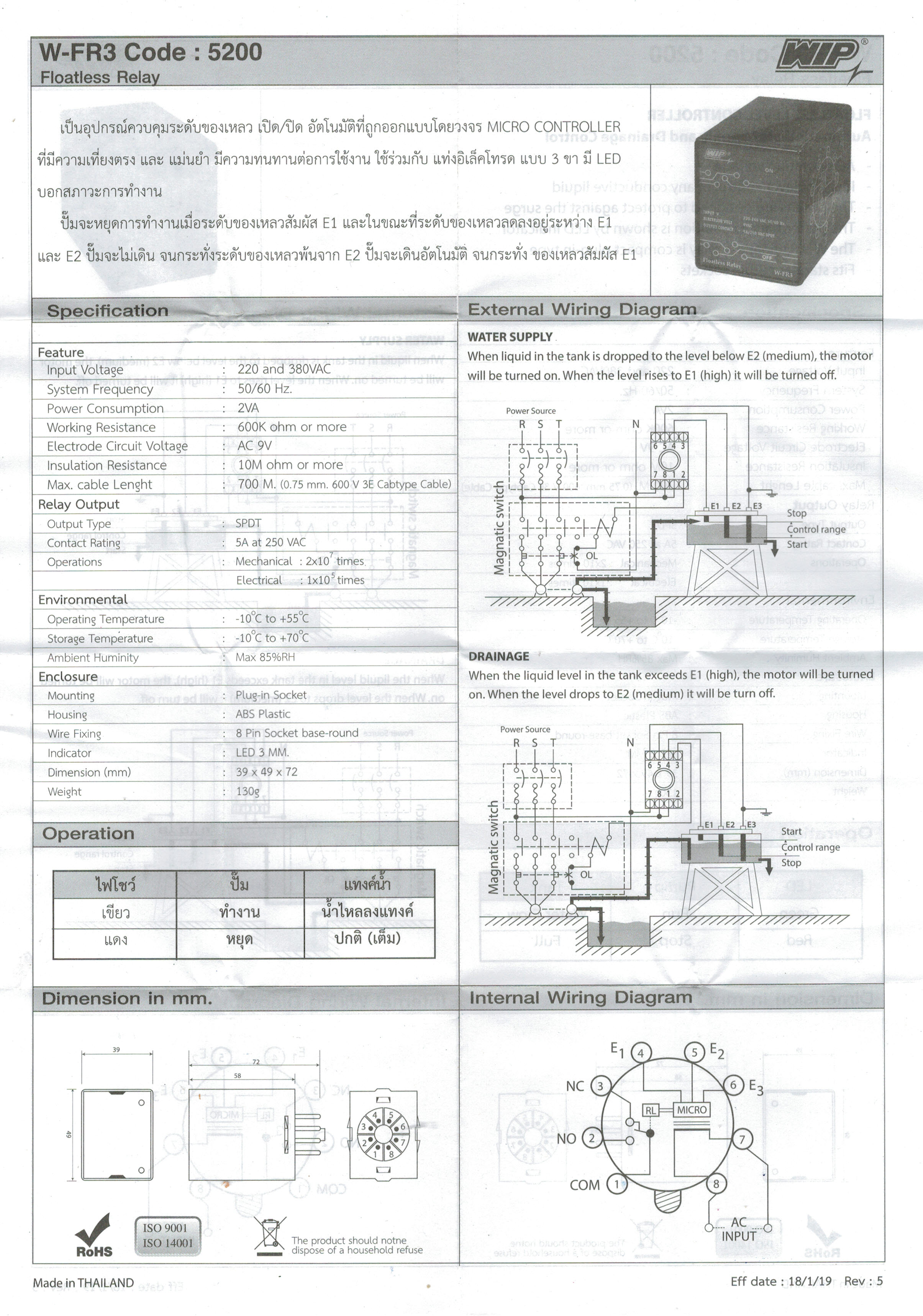 WIP : Floatless relay W-FR3 220Vac