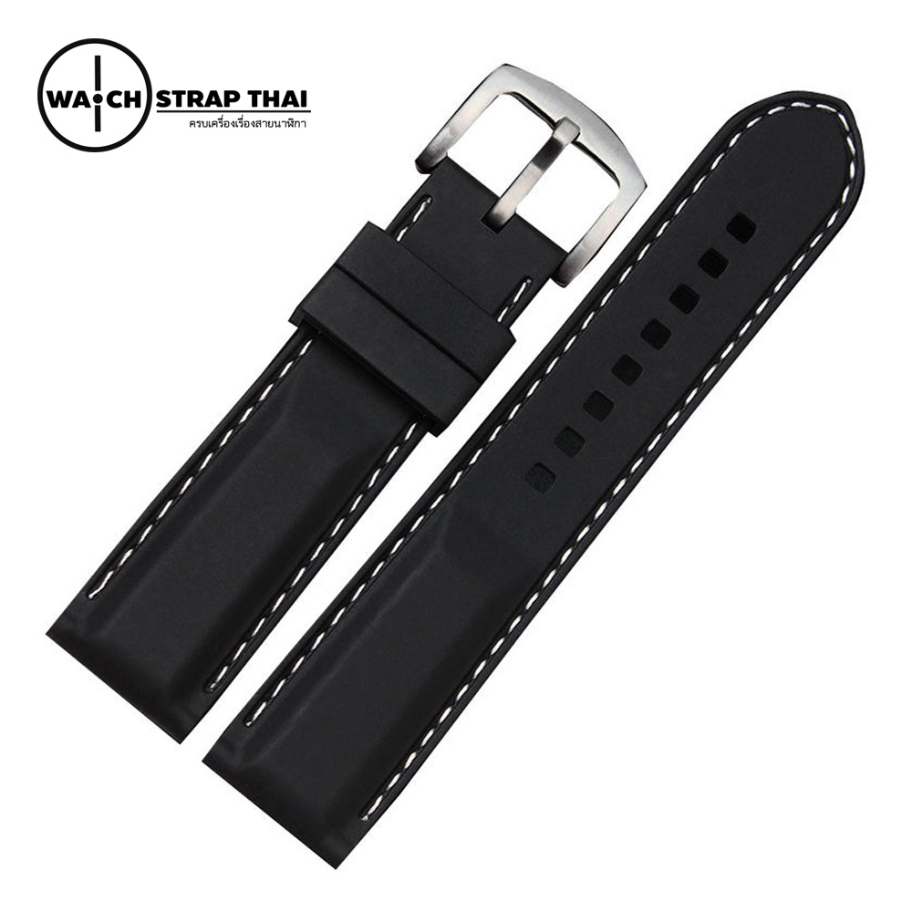สายนาฬิกายาง เดินด้ายขาว SET02 Rubber Watch Strap White มีขนาด 20,22,24 mm