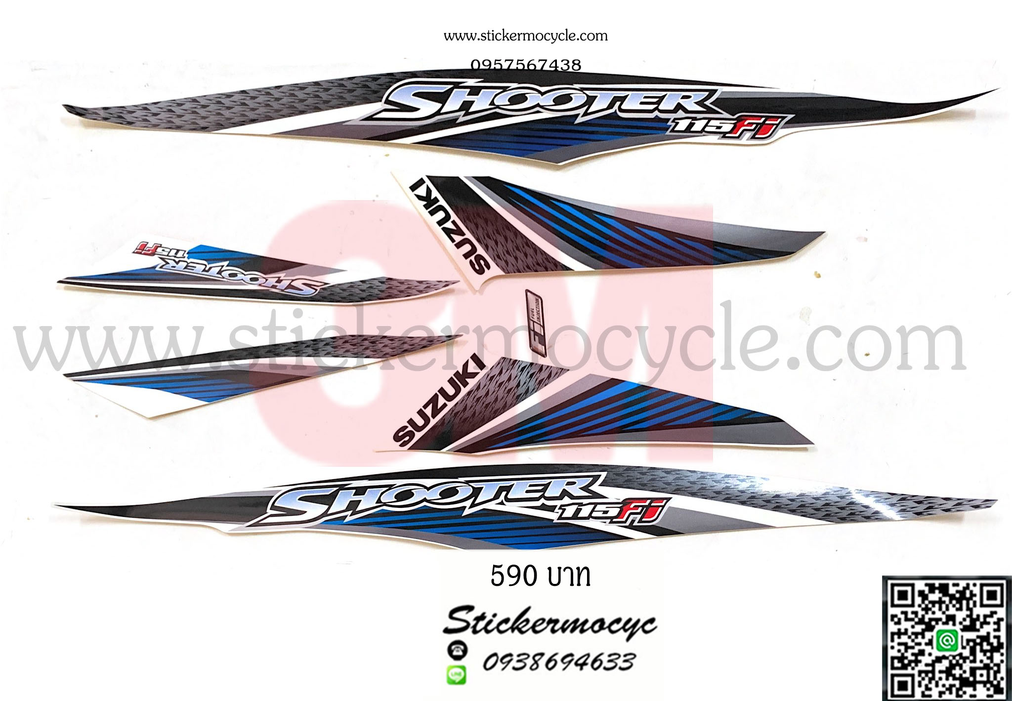 Sticker 3M SUZUKI Shooter115i ติดรถสี น้ำเงิน (เคลือบเงา) สติ๊กเกอร์ 3 M แท้ สติ๊กเกอร์ติดมอไซค์ ซูซูกิ ชูสเตอร์